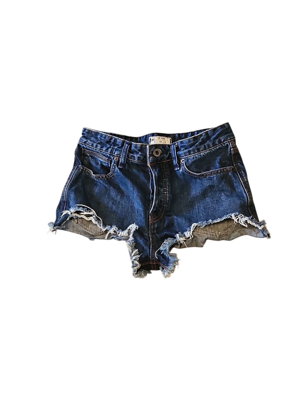 Denim Frayed Hem Women’s Short - Blue Distressed Free People Size 27